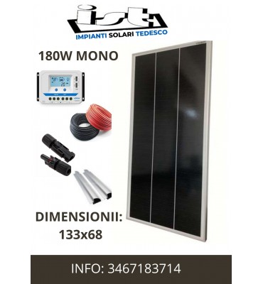Pannello Fotovoltaico 180Wp Monocristallino kit completo custom - IST