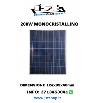 Pannello fotovoltaico 200 Wp policristallino per impianti ad isola 12V